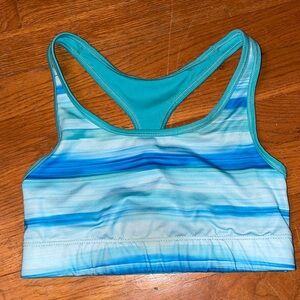 Champion stretchy soft gym sports bra workout blue white sky stripe reversible